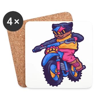Katze Motorsport Motocross Adrenalin Tier Geschenk - Untersetzer (4er-Set) - Weiß - Vorne