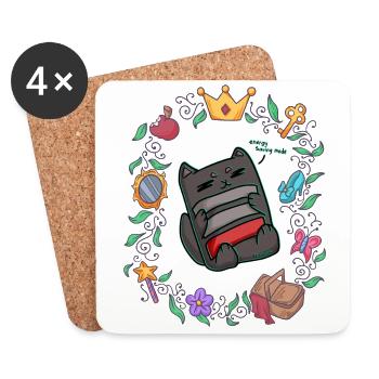 faule Katze chillen fairy tale - Untersetzer (4er-Set) - Weiß - Vorne