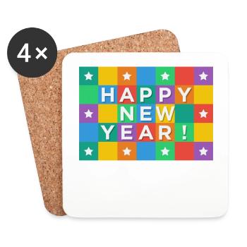 New Years Eve, New Year, New Year's Day, gift - Coasters (set of 4) - white - Front