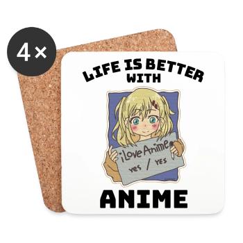 Cadeau de vie anime manga - Dessous de verre (lot de 4) - blanc - Devant