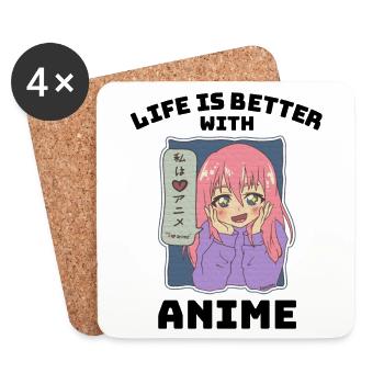 Cadeau de vie anime manga - Dessous de verre (lot de 4) - blanc - Devant