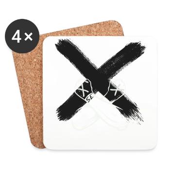 Chemise Punk Straight Edge vegan, pas de drogue - Dessous de verre (lot de 4) - blanc - Devant