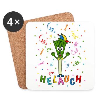 Lauch Helauch Fasching Konfetti Helau Fastnacht - Untersetzer (4er-Set) - Weiß - Vorne