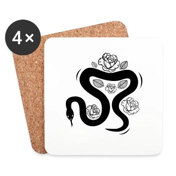 Serpent - serpent - Dessous de verre (lot de 4) - blanc - Devant