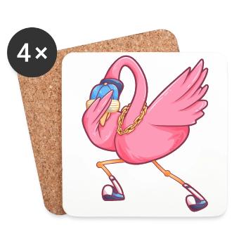 tamponner flamant drôle fête oiseau - Dessous de verre (lot de 4) - blanc - Devant
