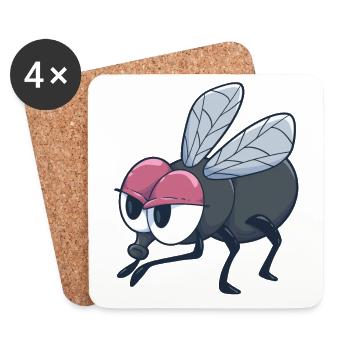 Mouche moustique insecte cadeau drôle - Dessous de verre (lot de 4) - blanc - Devant