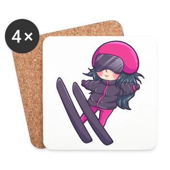Ski jumping piste winter sports gift - Coasters (set of 4) - white - Front