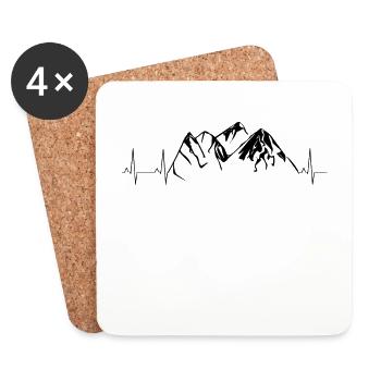 Mountains heartbeat EKG, winter sports apres ski funny - Coasters (set of 4) - white - Front