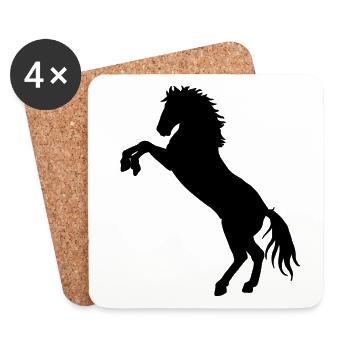 Horse horse pony wild horse rider stallion - Coasters (set of 4) - white - Front