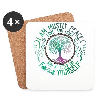 Mostly Peace Love And Light And A Little Go Fuck - Coasters (set of 4) - white - Front