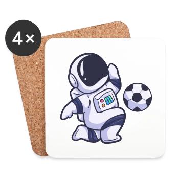 Espace de sport amusant de football astronaute - Dessous de verre (lot de 4) - blanc - Devant
