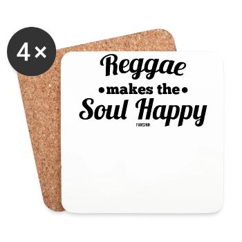 Musique reggae Rasta Jamaïque marijuana - Dessous de verre (lot de 4) - blanc - Devant