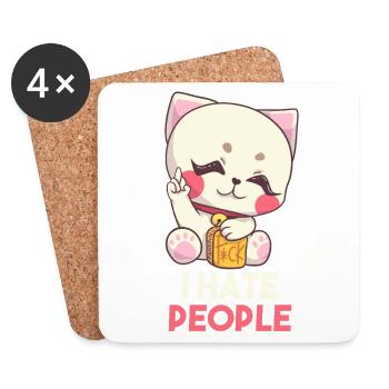 I Hate People cat saying gift - Coasters (set of 4) - white - Front