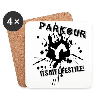 Parkour, freerunning, backflip, freestyle, acrobate - Dessous de verre (lot de 4) - blanc - Devant