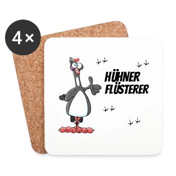 Hühner Huhn lustiges Shirt Geschenk - Untersetzer (4er-Set) - Weiß - Vorne
