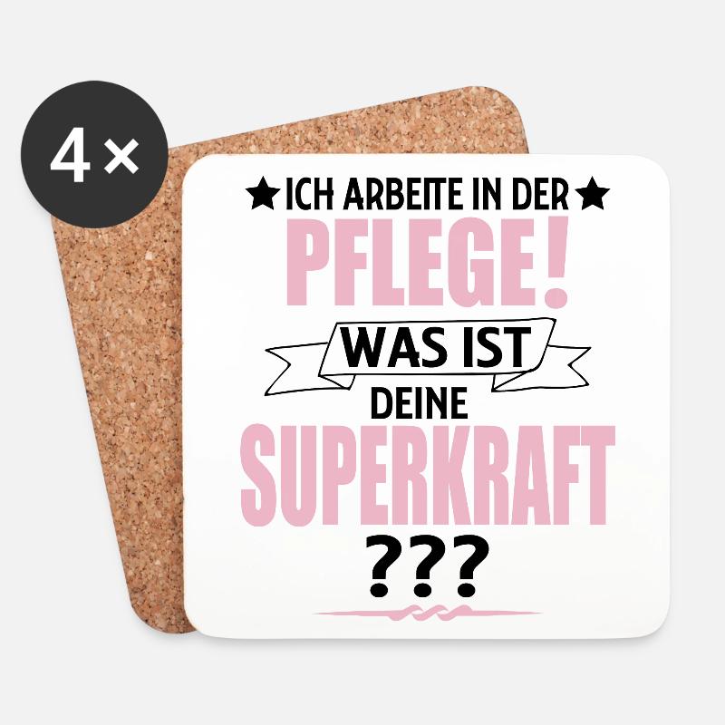 Altenpflege - Krankenpflege lustige Geschenkidee - Untersetzer (4er-Set) - Weiß