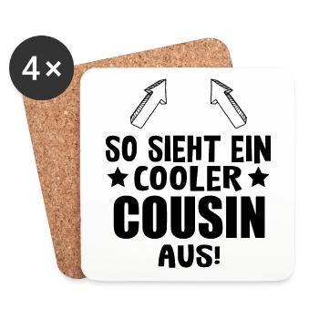 Cooler Cousin Lustiges Spruch für coole Cousins - Untersetzer (4er-Set) - Weiß - Vorne