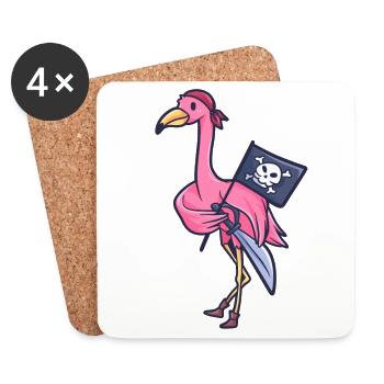Flamingo Pirate Flag Captain Gift - Coasters (set of 4) - white - Front