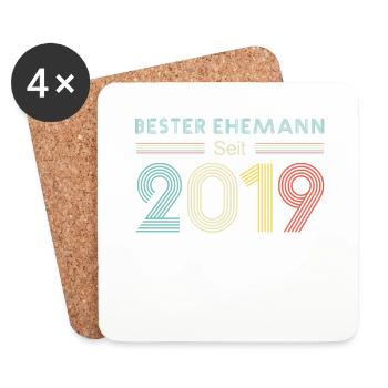 Best Husband Since 2019 First Wedding Anniversary 2019 - Coasters (set of 4) - white - Front