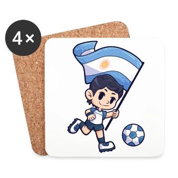 Soccer Argentina flag boy child - Coasters (set of 4) - white - Front