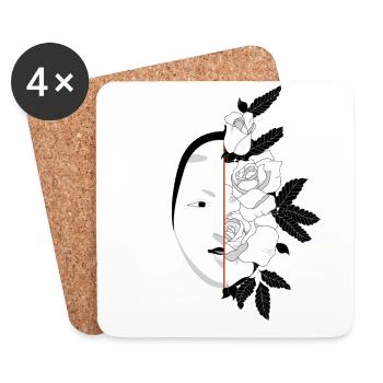 JAPAN MASK - Coasters (set of 4) - white - Front