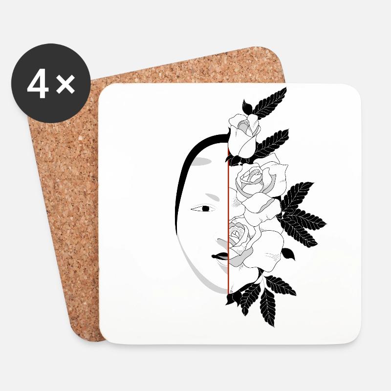 JAPAN MASKE - Untersetzer (4er-Set) - Weiß
