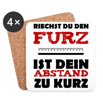 Furz Corona Abstand lustiger Spruch - Untersetzer (4er-Set) - Weiß - Vorne