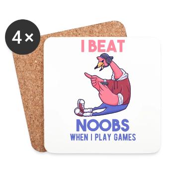 Gamer Noob Flamingo cadeau drôle - Dessous de verre (lot de 4) - blanc - Devant