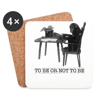 Chimpanzee monkey writes Hamlet typewriter - Coasters (set of 4) - white - Front