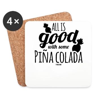 Pina Colada Cocktail Summer Party Pineapple - Coasters (set of 4) - white - Front
