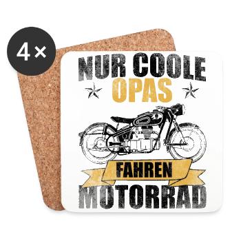 Opas Motorrad Biker lustiger Spruch Geschenkidee - Untersetzer (4er-Set) - Weiß - Vorne