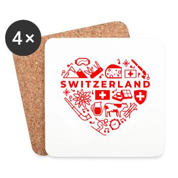 Suisse - Dessous de verre (lot de 4) - blanc - Devant