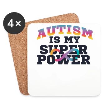 L'autisme est ma superpuissance L'autisme est super héros - Dessous de verre (lot de 4) - blanc - Devant