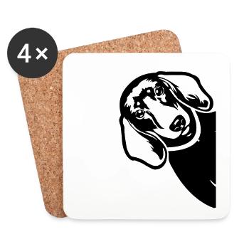 Teckel Teckel à poil dur Propriétaire de chien Dogs Dog - Dessous de verre (lot de 4) - blanc - Devant