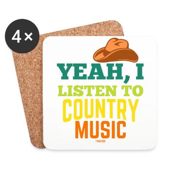 Countrymusik Western Amerika Linedance - Untersetzer (4er-Set) - Weiß - Vorne