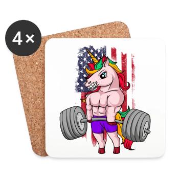 American Flag Unicorn Gym Motivation Workout Lifti - Untersetzer (4er-Set) - Weiß - Vorne