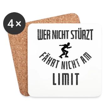 Inline Skating Wer Nicht Stürzt Fährt Nicht Am Lim - Untersetzer (4er-Set) - Weiß - Vorne