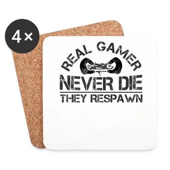 Gamer Zocker Real Gamers Never Die They Respawn De - Coasters (set of 4) - white - Front