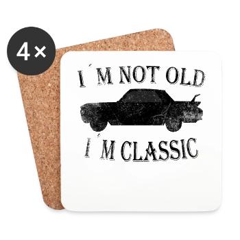Birthday oldi classic car funny saying gift - Coasters (set of 4) - white - Front