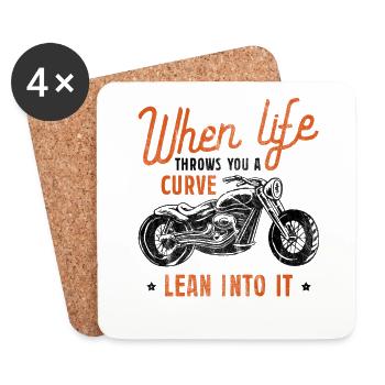 Biker When Life Throws You A Curve Lean Into It De - Coasters (set of 4) - white - Front