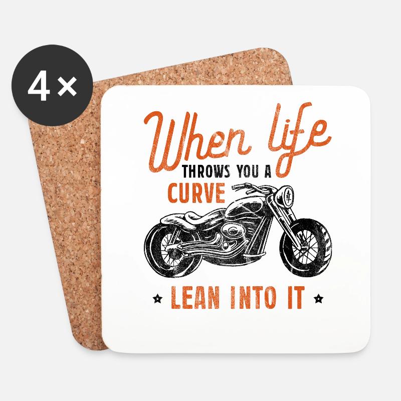 Biker When Life Throws You A Curve Lean Into It De - Untersetzer (4er-Set) - Weiß