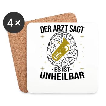 Euphonium Arzt Unheilbar Euphonist Geschenk Spruch - Untersetzer (4er-Set) - Weiß - Vorne
