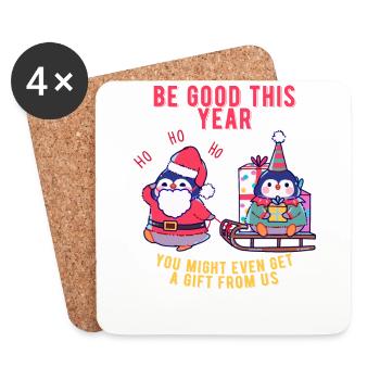 Penguin brings Christmas presents - Coasters (set of 4) - white - Front