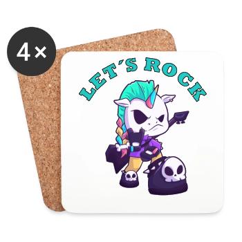 Let's rock unicorn metal music unicorn - Coasters (set of 4) - white - Front