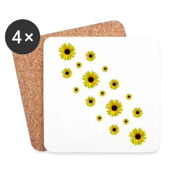 Sonnenblumen, Sonnenblume, gelbe Blumen - Untersetzer (4er-Set) - Weiß - Vorne