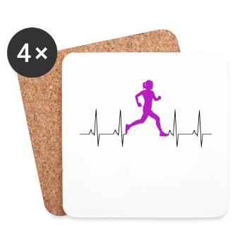 Fitness Running Funny Mesdames EKG Runner Heartbeat - Dessous de verre (lot de 4) - blanc - Devant