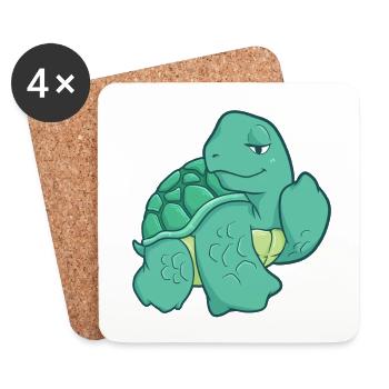 Fuck You Turtle Chill Tortue Cadeau - Dessous de verre (lot de 4) - blanc - Devant