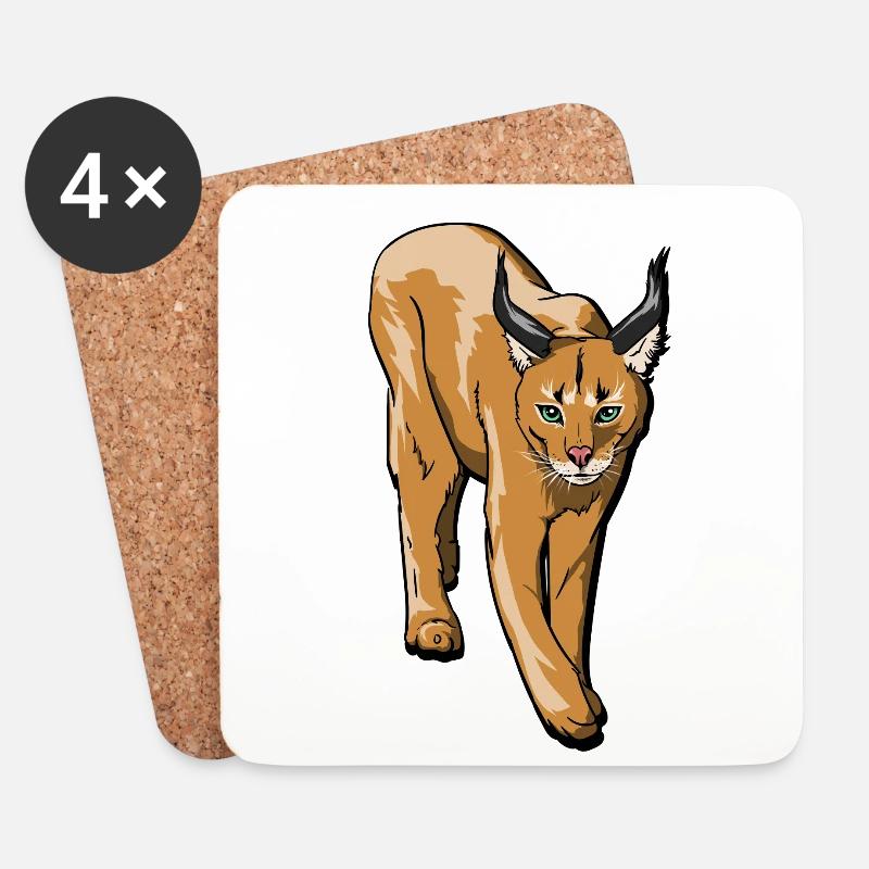 Mittelgroße Wildkatze Karakal & Luchs Geschenk - Untersetzer (4er-Set) - Weiß