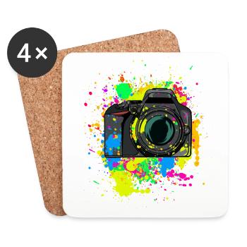 Colorful camera gift for photographers of paint blobs - Coasters (set of 4) - white - Front