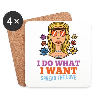 I Do What I Want Woman Girl Hippie - Coasters (set of 4) - white - Front